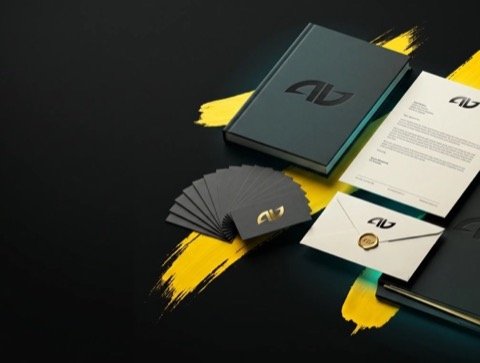 Papeteria AD AWARDS — wizytówki, koperta z pieczęcią, papier firmowy